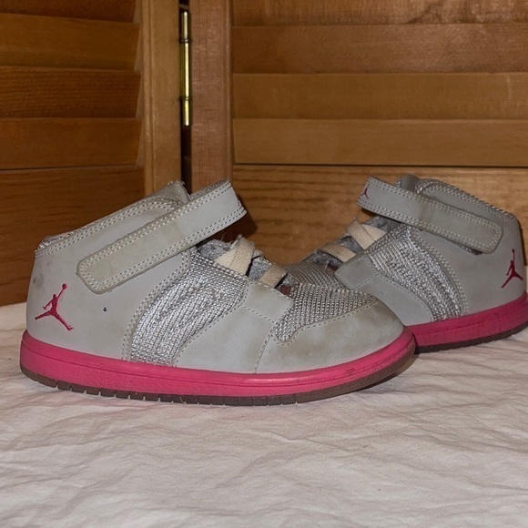 Nike air Jordan hightops! Grey and pink! Size 10c - Picture 1 of 6